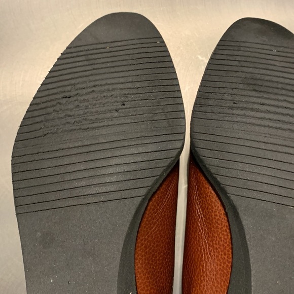 Salvatore Ferragamo Cognac Brown Pebbled Leather Flat Size 9 - Picture 7 of 11